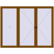 Okna rozwierne 2700x2100 mm REHAU ENERGY-SAVING SYNEGO MD GOLDEN OAK dwustronny