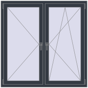 REHAU OPTIMUM EURO-DESIGN 70 1350x1350 mm ANTHRACITE_GREY_STRUKTURAL two-sided