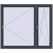 REHAU OPTIMUM EURO-DESIGN 70 1750x1500 mm ANTHRACITE_GREY_STRUKTURAL two-sided