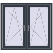 REHAU ENERGY-SAVING SYNEGO MD 1185x1070 mm ANTHRACITE_GREY_STRUKTURAL dwustronny