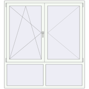 REHAU ENERGY-SAVING SYNEGO MD 1600x1740 mm RAL 9016 Traffic white two-sided