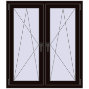 Okna skrzydłowe 1080x1175 mm REHAU ENERGY-SAVING SYNEGO MD BLACK_BROWN dwustronny