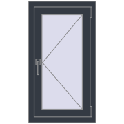 REHAU OPTIMUM EURO-DESIGN 70 500x900 mm ANTHRACITE_GREY_STRUKTURAL two-sided
