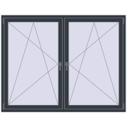 Tilt-and-Turn 1755x1400 mm REHAU ENERGY-SAVING SYNEGO MD ANTHRACITE_GREY_STRUKTURAL two-sided