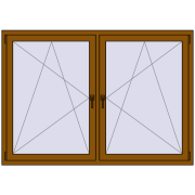 Tilt-and-Turn 1770x1235 mm REHAU ENERGY-SAVING SYNEGO MD GOLDEN OAK two-sided