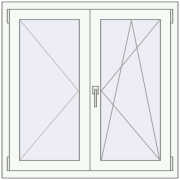 Tilt-and-Turn 1000x1000 mm REHAU ENERGY-SAVING SYNEGO MD RAL 9016 Traffic white two-sided