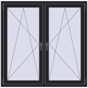 Okna skrzydłowe 1350x1340 mm REHAU ENERGY-SAVING SYNEGO MD BLACK_ULTI-MATT dwustronny