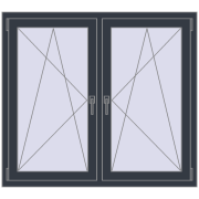 REHAU ENERGY-SAVING SYNEGO MD 1275x1130 mm ANTHRACITE_GREY_STRUKTURAL dwustronny