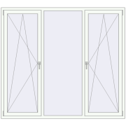 Tilt-and-Turn 2000x1800 mm REHAU ENERGY-SAVING SYNEGO MD RAL 9016 Traffic white two-sided