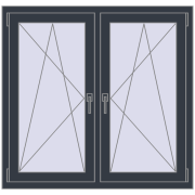 Tilt-and-Turn 1200x1100 mm REHAU OPTIMUM EURO-DESIGN 70 ANTHRACITE_GREY_STRUKTURAL two-sided