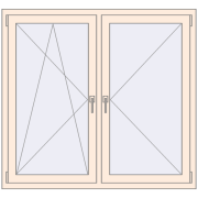 Okna skrzydłowe 1370x1270 mm REHAU OPTIMUM EURO-DESIGN 70 CREAME_WHITE_50L-2 dwustronny