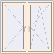 REHAU OPTIMUM EURO-DESIGN 70 1160x1160 mm CREAME_WHITE_50L-2 two-sided