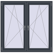 REHAU ENERGY-SAVING SYNEGO MD 1380x1325 mm ANTHRACITE_GREY_STRUKTURAL dwustronny