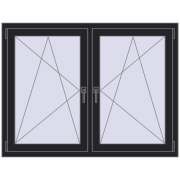 Tilt-and-Turn 1395x1025 mm REHAU ENERGY-SAVING SYNEGO MD BLACK_ULTI-MATT two-sided