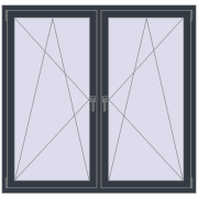 REHAU ENERGY-SAVING SYNEGO MD 1550x1500 mm ANTHRACITE_GREY_STRUKTURAL two-sided