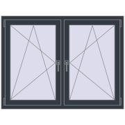 REHAU ENERGY-SAVING SYNEGO MD 1380x1040 mm ANTHRACITE_GREY_STRUKTURAL dwustronny