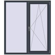 REHAU OPTIMUM EURO-DESIGN 70 1300x1500 mm ANTHRACITE_GREY_STRUKTURAL two-sided