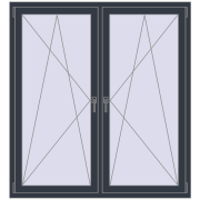 Tilt-and-Turn 1545x1550 mm REHAU ENERGY-SAVING SYNEGO MD ANTHRACITE_GREY_STRUKTURAL two-sided