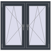 REHAU ENERGY-SAVING SYNEGO MD 1110x1040 mm ANTHRACITE_GREY_STRUKTURAL dwustronny