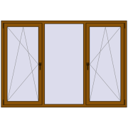 Okna skrzydłowe 2080x1435 mm REHAU ENERGY-SAVING SYNEGO MD GOLDEN OAK dwustronny