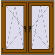 Okna skrzydłowe 1095x1055 mm REHAU ENERGY-SAVING SYNEGO MD GOLDEN OAK dwustronny