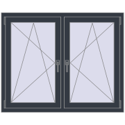 REHAU ENERGY-SAVING SYNEGO MD 1305x1040 mm ANTHRACITE_GREY_STRUKTURAL dwustronny