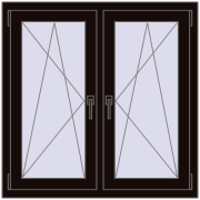 Okna skrzydłowe 1020x1010 mm REHAU ENERGY-SAVING SYNEGO MD BLACK_BROWN dwustronny