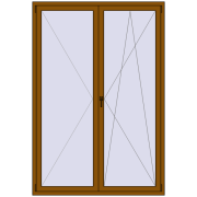 Tilt-and-Turn 1500x2200 mm REHAU OPTIMUM EURO-DESIGN 70 GOLDEN OAK two-sided