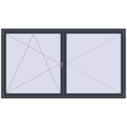 Okna skrzydłowe 2500x1400 mm REHAU ENERGY-SAVING SYNEGO MD ANTHRACITE_GREY_STRUKTURAL dwustronny