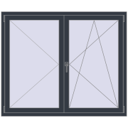 REHAU OPTIMUM EURO-DESIGN 70 1500x1250 mm ANTHRACITE_GREY_STRUKTURAL two-sided