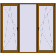 Okna skrzydłowe 2200x2000 mm KORSA BRILLANT DESIGN GOLDEN OAK dwustronny