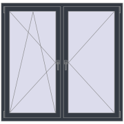 REHAU OPTIMUM EURO-DESIGN 70 1470x1430 mm ANTHRACITE_GREY_STRUKTURAL two-sided