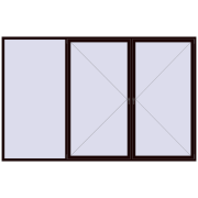 Okna skrzydłowe 3600x2300 mm REHAU OPTIMUM EURO-DESIGN 70 CHOCOLATE_BROWN dwustronny Okna skrzydłowe 3600x2300 mm REHAU OPTIMUM EURO-DESIGN 70 CHOCOLATE_BROWN dwustronny