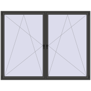 Okna skrzydłowe 2600x2000 mm REHAU ENERGY-SAVING SYNEGO MD BASALT_GREY dwustronny