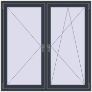 REHAU OPTIMUM EURO-DESIGN 70 1430x1430 mm ANTHRACITE_GREY_STRUKTURAL two-sided