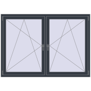 Tilt-and-Turn 1770x1235 mm REHAU ENERGY-SAVING SYNEGO MD ANTHRACITE_GREY_STRUKTURAL two-sided