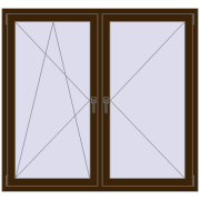 REHAU OPTIMUM EURO-DESIGN 70 1500x1400 mm DARK_OAK two-sided