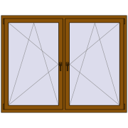 Tilt-and-Turn 1755x1370 mm REHAU ENERGY-SAVING SYNEGO MD GOLDEN OAK two-sided