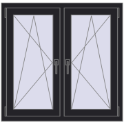 Okna skrzydłowe 1020x1010 mm REHAU ENERGY-SAVING SYNEGO MD BLACK_ULTI-MATT dwustronny