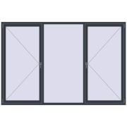 Tilt-and-Turn 2700x1800 mm REHAU OPTIMUM EURO-DESIGN 70 ANTHRACITE_GREY_STRUKTURAL two-sided