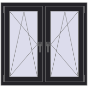 Okna skrzydłowe 1020x950 mm REHAU ENERGY-SAVING SYNEGO MD BLACK_ULTI-MATT dwustronny