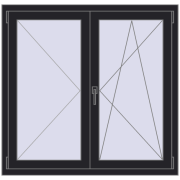 REHAU ENERGY-SAVING SYNEGO MD 1170x1130 mm BLACK_ULTI-MATT two-sided