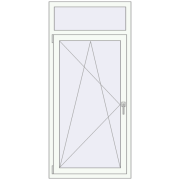 Tilt-and-Turn 790x1700 mm REHAU OPTIMUM EURO-DESIGN 70 RAL 9016 Traffic white two-sided