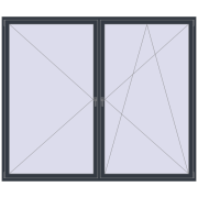 Okna skrzydłowe 2600x2200 mm REHAU OPTIMUM EURO-DESIGN 70 ANTHRACITE_GREY_STRUKTURAL dwustronny