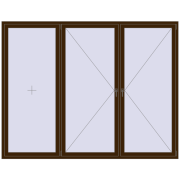 Okna rozwierne 2700x2100 mm REHAU ENERGY-SAVING SYNEGO MD DARK_OAK dwustronny