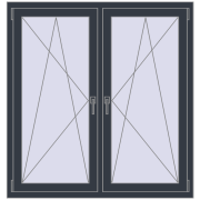 REHAU ENERGY-SAVING SYNEGO MD 1320x1325 mm ANTHRACITE_GREY_STRUKTURAL dwustronny