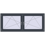 Tilt-and-Turn 1770x740 mm REHAU ENERGY-SAVING SYNEGO MD ANTHRACITE_GREY_STRUKTURAL two-sided