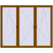 Tilt-and-Turn 2700x2200 mm REHAU OPTIMUM EURO-DESIGN 70 GOLDEN OAK two-sided