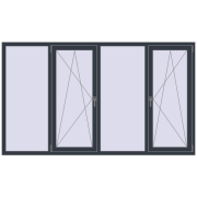 REHAU ENERGY-SAVING SYNEGO MD 2400x1400 mm ANTHRACITE_GREY_STRUKTURAL two-sided