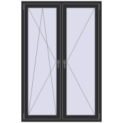 Tilt-and-Turn 1200x1800 mm REHAU OPTIMUM EURO-DESIGN 70 ANTHRACITE_GREY_GLATT two-sided